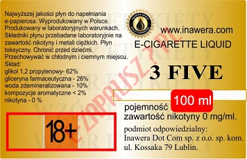 3 FIVE poj. 100ml INAWERA LIQUID bez nikotyny