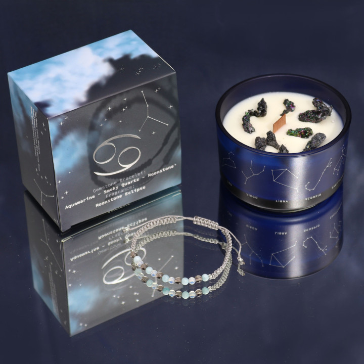 Świeca Zodiak Rak z Bransoletką – Moonstone Eclipse