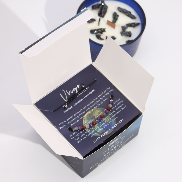 Świeca Zodiak Panna z Bransoletką – Tree Agate & Oud