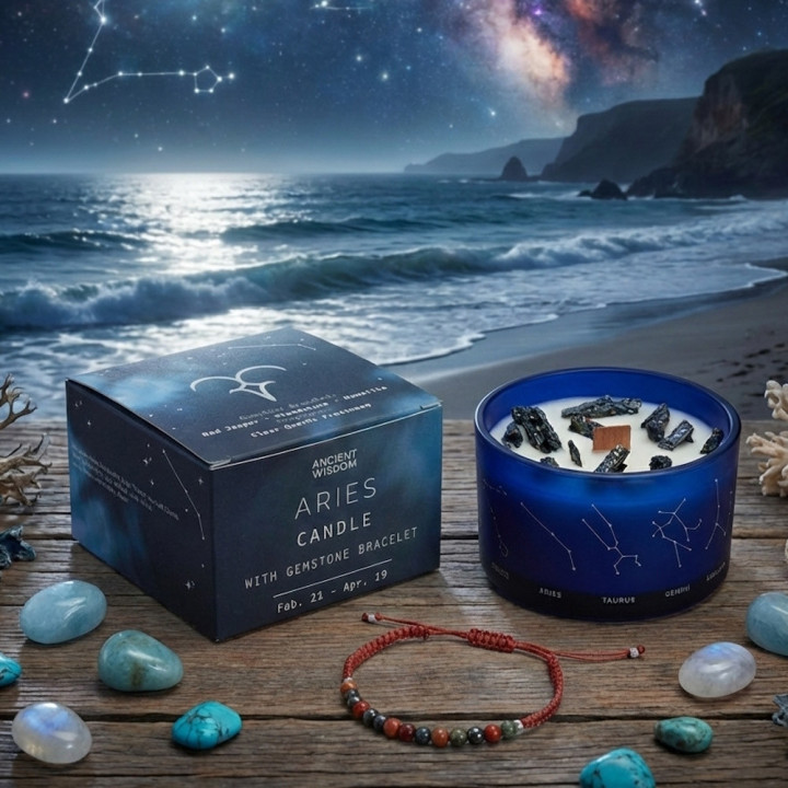 Świeca Zodiak Baran z Bransoletką – Clear Quartz Freshness