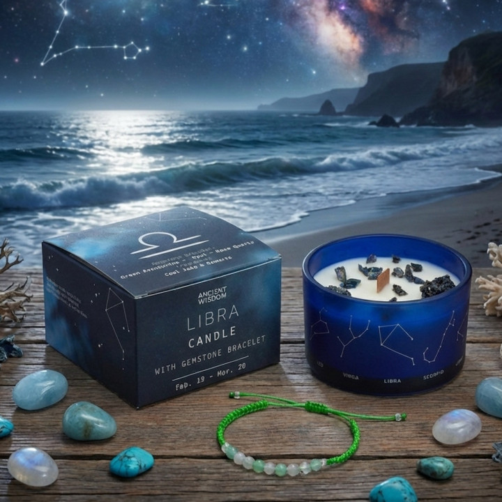 Świeca Zodiak Waga z Bransoletką – Cool Jade & Oakmos