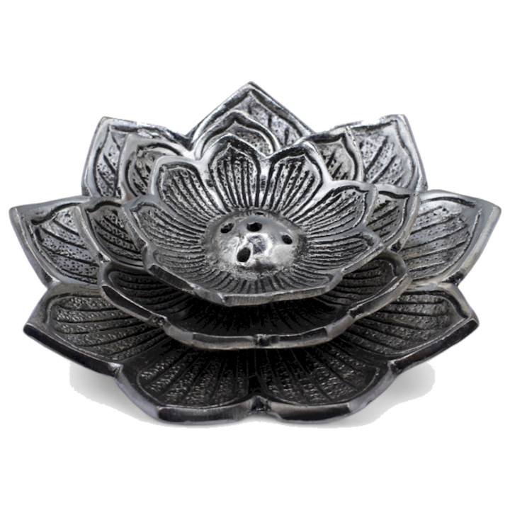 Podstawka Pod Kadzidełka – Potrójny Kwiat Lotosu Aluminium | Sklep Ezoteryczny