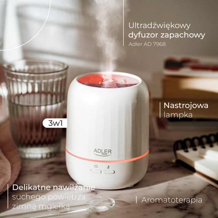 Ultradźwiękowy dyfuzor zapachowy 100ml do 25m2 na USB 3w1 | aromaterapia, nawilżanie, podświetlanie