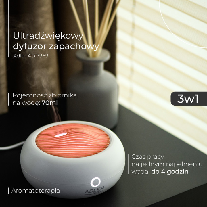 Dyfuzor zapachowy ultradźwiękowy 3w1 | Aromaterapia USB LED