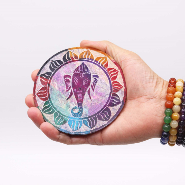 Podstawka pod Kadzidełka Ganesha ze Steatytu | Okrągła 10 cm