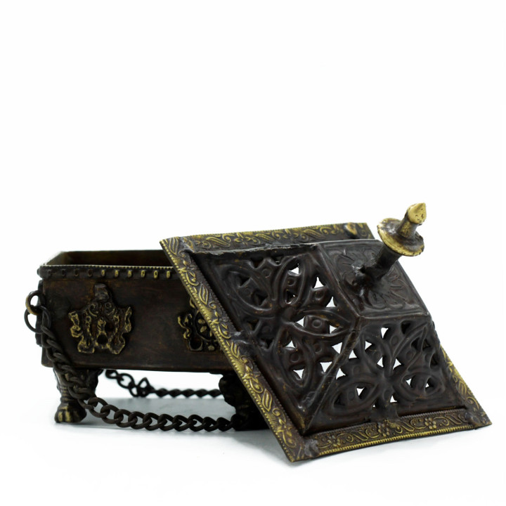 Tybetańska Mosiężna Kadzielnica Wisząca – 8 Symboli Pomyślności | Patynowane Rękodzieło