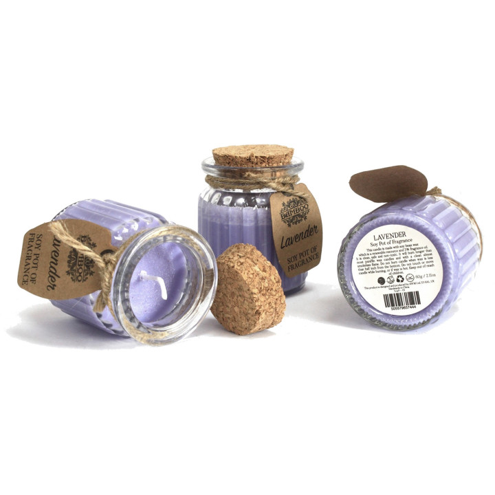 Świeca Sojowa Lawenda – Z Korkiem, Naturalna, 20h