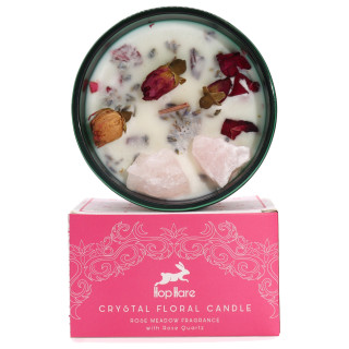 Świeca sojowa Hop Hare „Kochankowie” 175 g – naturalna, z kwarcem różowym i zapachem róży. Idealna na prezent