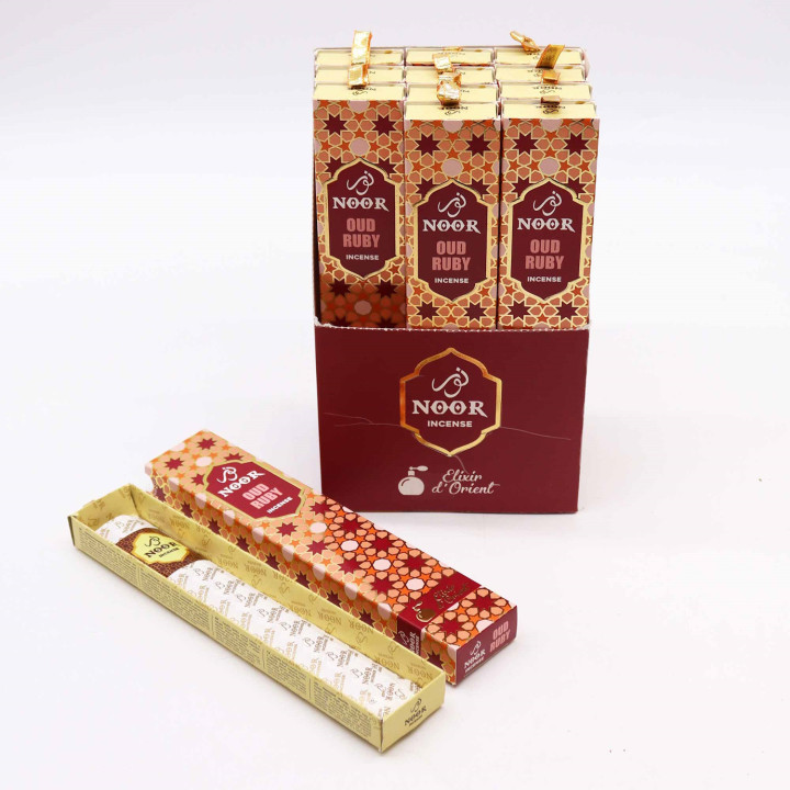Kadzidełka Premium Noor Oud Ruby 15 g – orientalny zapach oudu z różą i jagodami