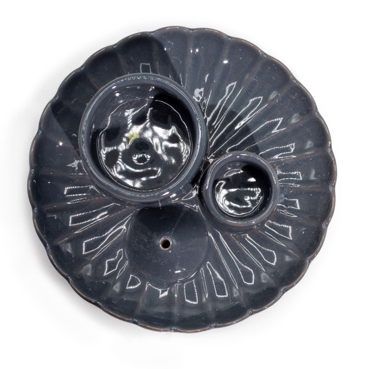 Podstawka na Palo Santo Kwiat Lotosu Szara z Połyskiem | Ceramiczna Podstawka pod Pęczki