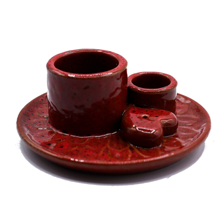 Podstawka Mandala Czerwona z Połyskiem – Ceramiczna Podstawka na Palo Santo i Kadzidła