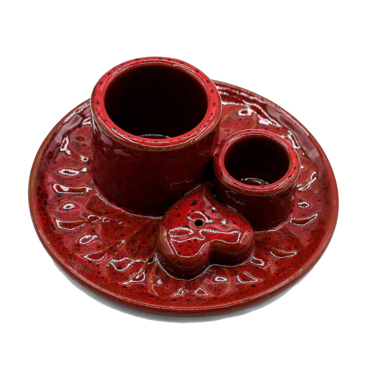 Podstawka Mandala Czerwona z Połyskiem – Ceramiczna Podstawka na Palo Santo i Kadzidła