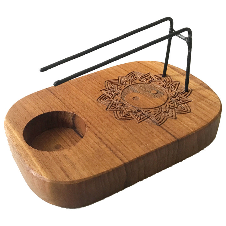 Podstawka na Palo Santo z Drewna Tekowego – Yin-Yang | Harmonia i Równowaga